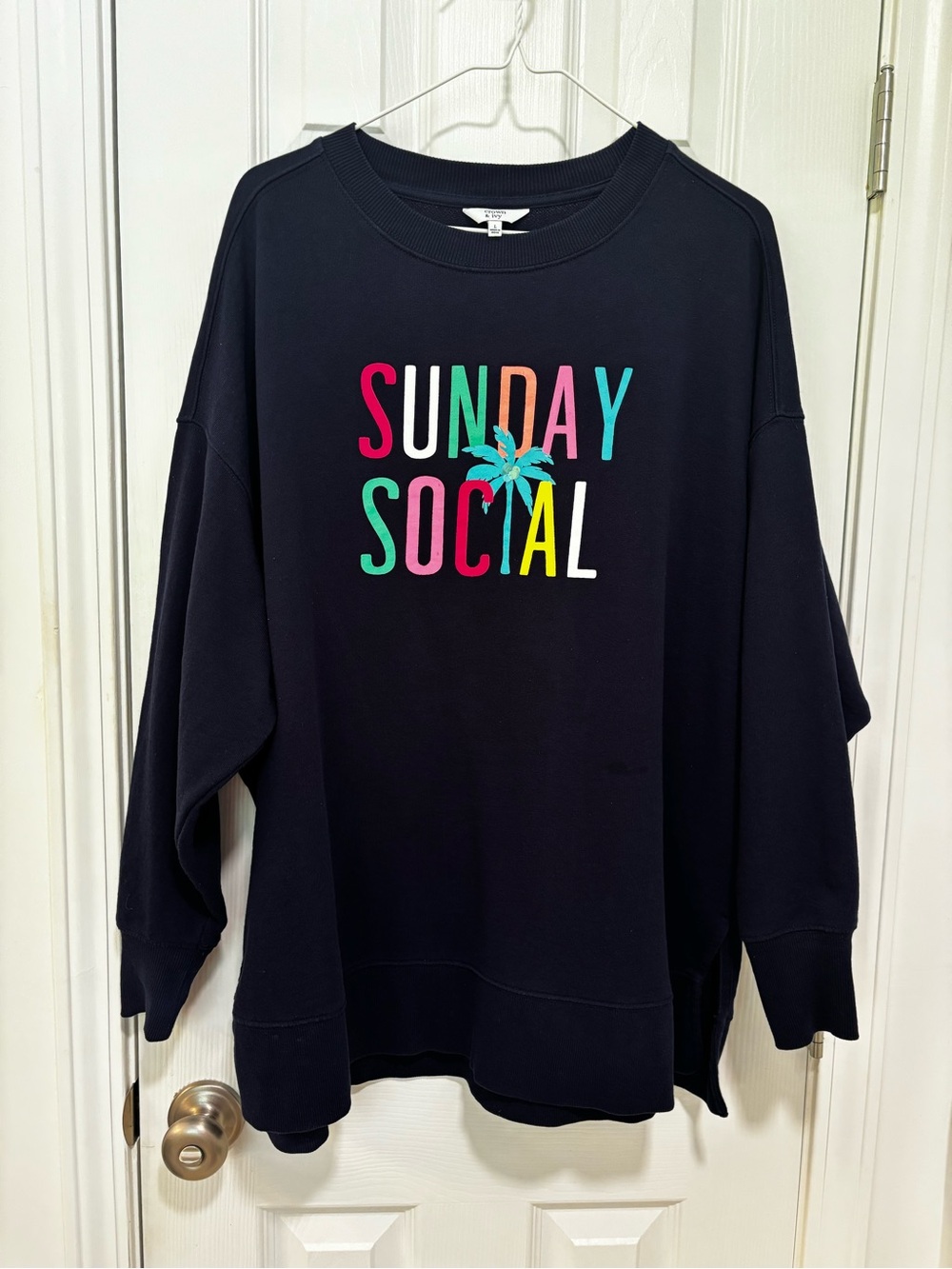 crown & ivy Navy Crewneck Sweatshirt - Picture 2 of 7